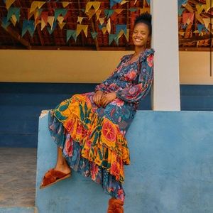 Farm rio garden vintage v neck maxi dress NWT